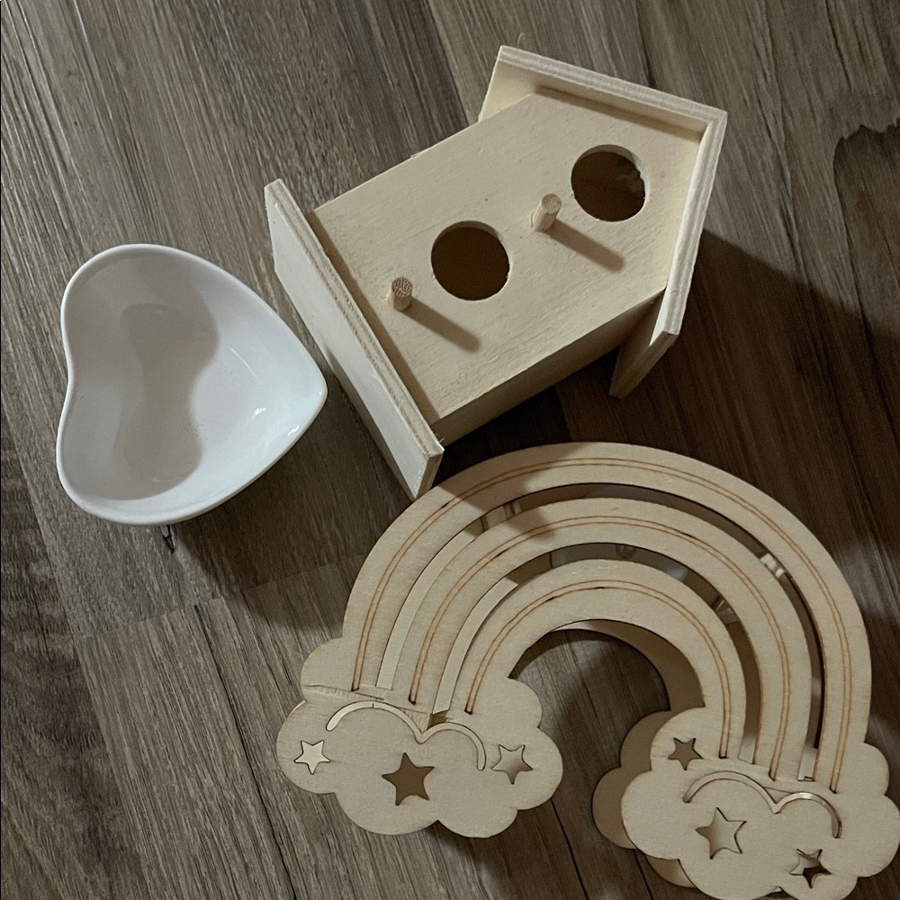 Natural Wood Small Pet Toy Set